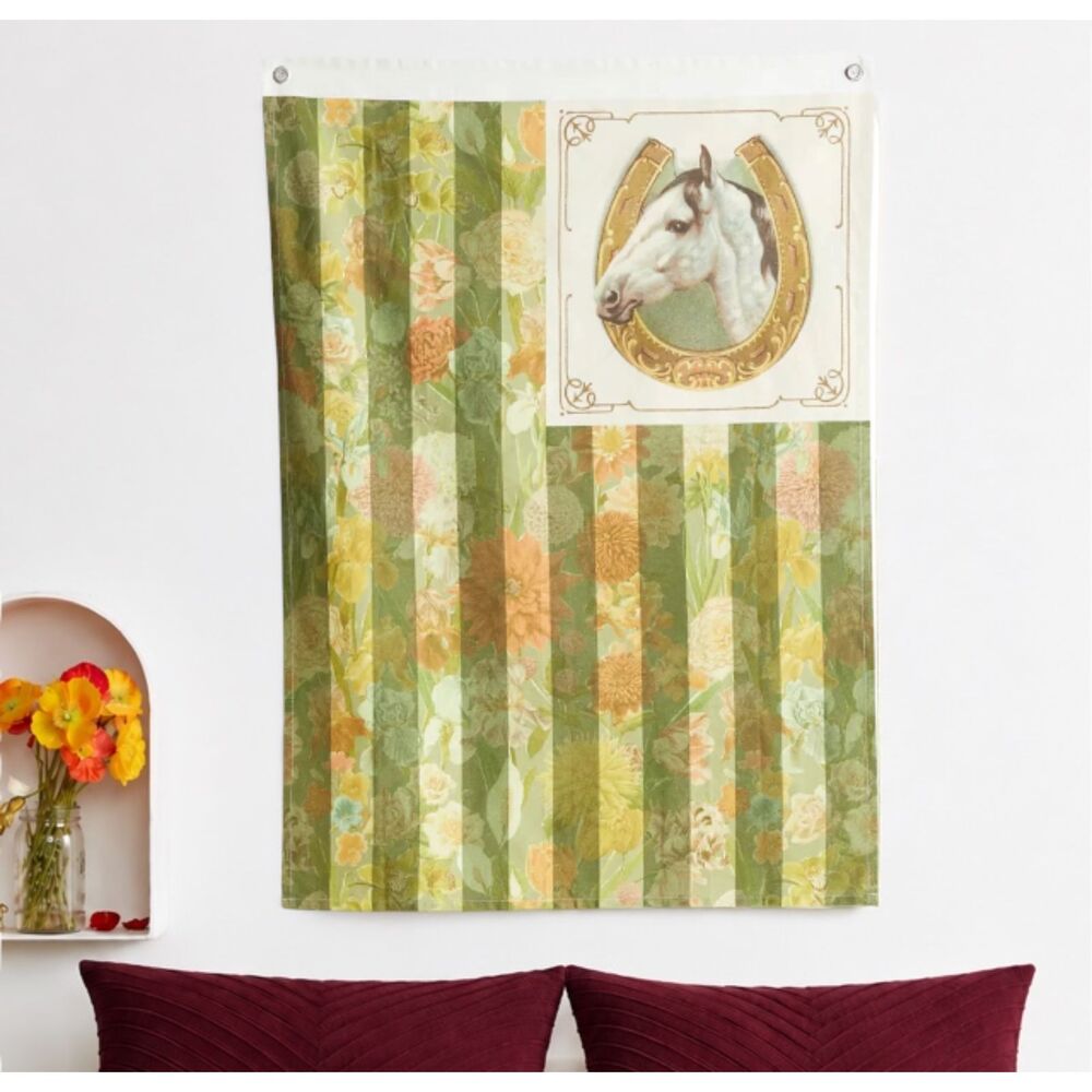 Urban Outfitters Horse Floral Flag Tapestry Cottagecore Western 30x42